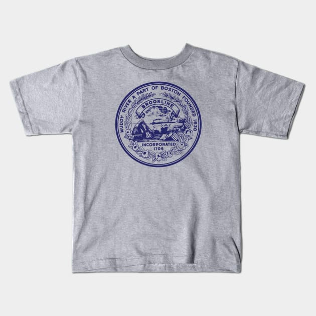 Brookline Massachusetts Logo Kids T-Shirt by EphemeraKiosk